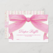 Carte D'accompagnement Modern Vintage Pink Bow Diaper Raffle (Devant / Derrière)