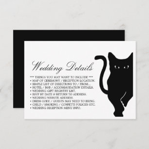 Carte D'accompagnement Modern Whimsical Black Cat Mariage détails