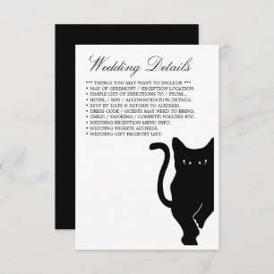 Carte D'accompagnement Modern Whimsical Black Cat Mariage détails