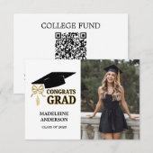 Carte D'accompagnement Modern Whimsical Gold Black Graduation Cap (Devant / Derrière)