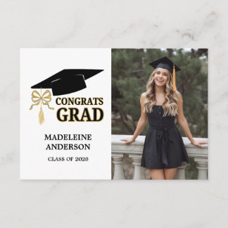 Carte D'accompagnement Modern Whimsical Gold Black Graduation Cap