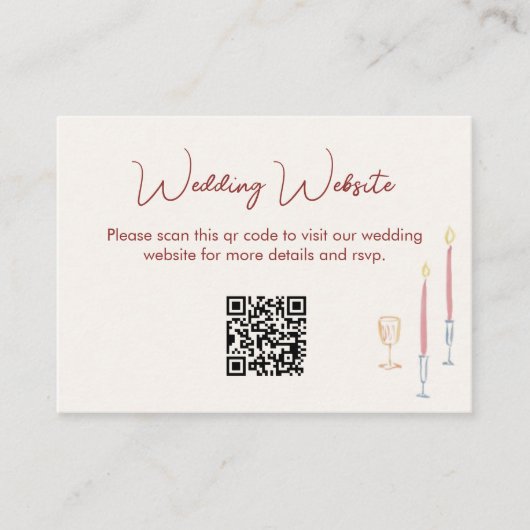 Carte D'accompagnement modern whimsical Wedding Website QR Code Enclosure (Devant)