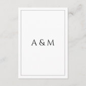 Carte D'accompagnement Modern white black minimalist wedding details (Dos)