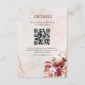 Carte D'accompagnement Modern White Burgundy Flowers QR Code Details (Devant)