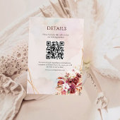 Carte D'accompagnement Modern White Burgundy Flowers QR Code Details