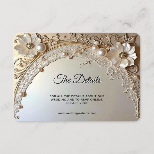 Carte D'accompagnement Modern White Flowers Pearls Detail (Devant)