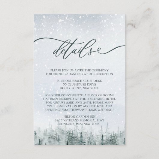Carte D'accompagnement Modern Winter Forest Wedding Elegance (Devant)