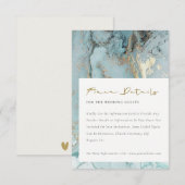 CARTE D'ACCOMPAGNEMENT MODERNE AQUA DUSKY BLUE GOLD AGATE DÉTAILS DU MARI (Devant / Derrière)