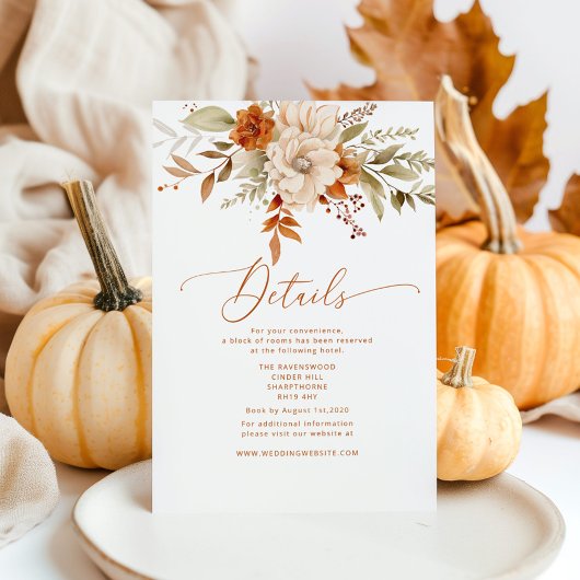 Carte D'accompagnement Moderne Automne brûlé orange détails mariage
