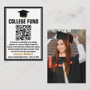 Carte D'accompagnement Moderne Black Graduate Photo College Fonds QR Code