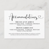 Carte D'accompagnement Moderne Black Heart Script Mariage Hébergements (Devant)