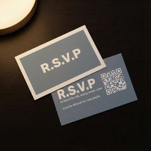 Carte D'accompagnement Moderne bleu audacieux RSVP QR Code Mariage