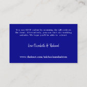 Carte D'accompagnement Moderne Blue RSVP Mariage site web QR Code (Dos)