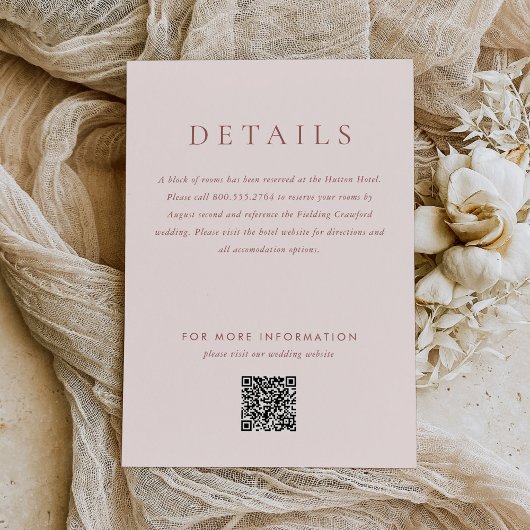 Carte D'accompagnement Moderne Blush Brown Monogramme Earth Tone Mariage
