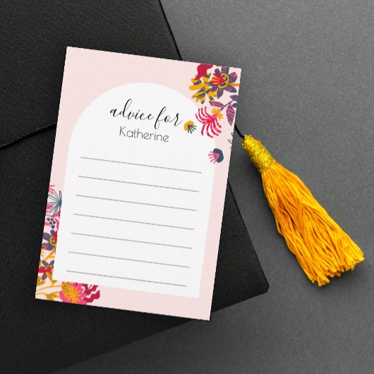 Carte D'accompagnement Moderne Boho Arc Rose Floral Graduation