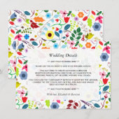 Carte D'accompagnement Moderne Boho Chic Floral Mariage Détails (Devant / Derrière)