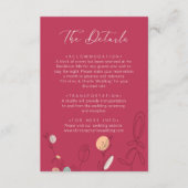 Carte D'accompagnement Moderne Boho Fuchsia Pink Line Art Détails Mariage (Devant)