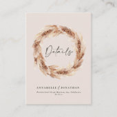 Carte D'accompagnement Moderne boho grange pampas herbe détails mariage (Devant)