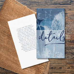 Carte D'accompagnement Moderne Botanique Cyan Blue Détails Mariage