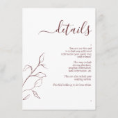 Carte D'accompagnement Moderne Bourgogne Script Mariage Détails Boîtier (Devant)