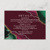 Carte D'accompagnement Moderne Bourgogne & Vert Agate Détails du Mariage (Devant)