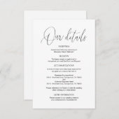 Carte D'accompagnement Moderne Calligraphie, Mariage Détails informations (Devant / Derrière)