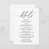 Carte D'accompagnement Moderne Calligraphie, Mariage Détails informations (Devant / Derrière)