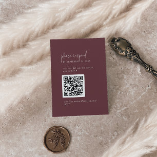 Carte D'accompagnement Moderne Chic Automne Bourgogne QR Code RSVP