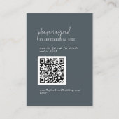 Carte D'accompagnement Moderne Chic Dark Navy Bleu QR Code RSVP (Devant)