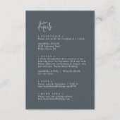 Carte D'accompagnement Moderne Chic Dark Navy Blue Détails du Mariage (Devant)