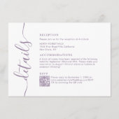 Carte D'accompagnement Moderne Chic Dusty Purple Script Détails Mariage (Devant)