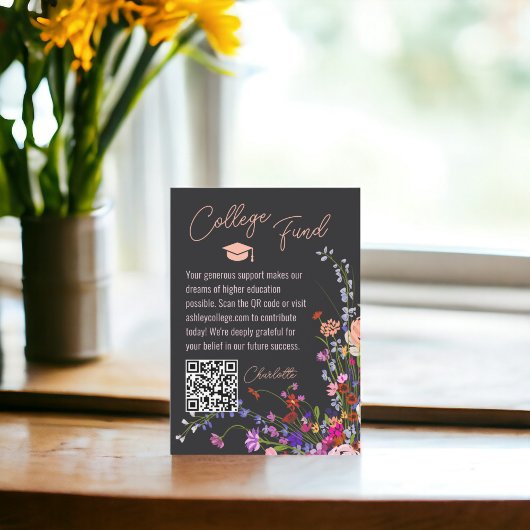 Carte D'accompagnement Moderne chic fleurs sauvages script de la graduati