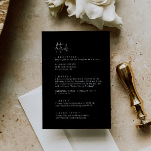 Carte D'accompagnement Moderne Chic noir foncé Détails Mariage