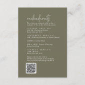 Carte D'accompagnement Moderne Chic Olive Green Mariage Événements Week-e (Devant)