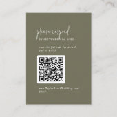Carte D'accompagnement Moderne Chic Olive Green QR Code RSVP (Devant)