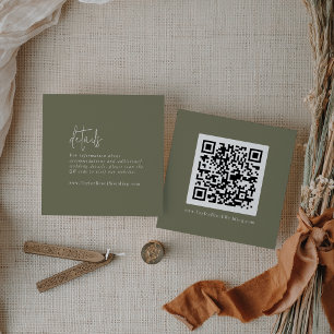 Carte D'accompagnement Moderne Chic Olive Green QR Détails du code