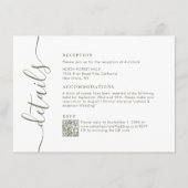 Carte D'accompagnement Moderne Chic Olive Green Script Détails du Mariage (Devant)
