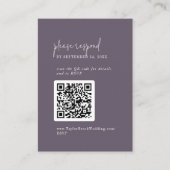 Carte D'accompagnement Moderne Chic Plum Purple QR Code RSVP (Devant)