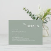 Carte D'accompagnement Moderne Chic Sage Vert Script Typographie Mariage (Debout devant)