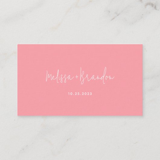 Carte D'accompagnement Moderne Chic Typographie De Script Rose Pastel Mar (Dos)