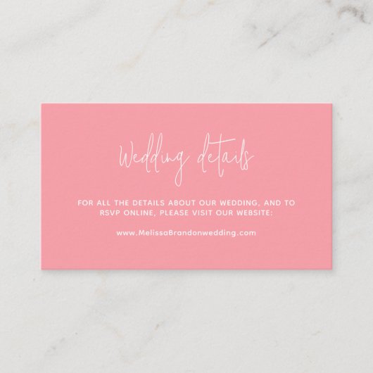 Carte D'accompagnement Moderne Chic Typographie De Script Rose Pastel Mar (Devant)