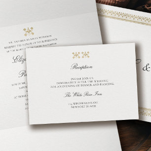 Carte D'accompagnement Moderne Classique Formel Mariage Lys Ivoire Doré