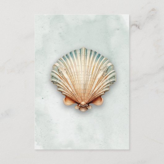 Carte D'accompagnement Moderne Coastal Seashell Aqua Détails du Mariage (Dos)