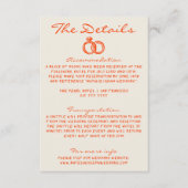 Carte D'accompagnement Moderne coloré Funky Retro Fun Wedding Détails (Devant)