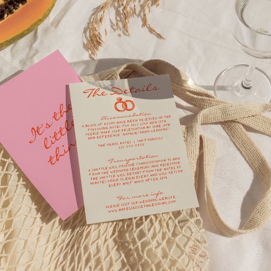 Carte D'accompagnement Moderne coloré Funky Retro Fun Wedding Détails