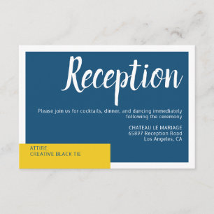 Carte D'accompagnement Moderne Contemporain bleu & jaune mariage minimal