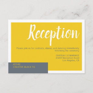 Carte D'accompagnement Moderne Contemporain gris & jaune mariage minimal