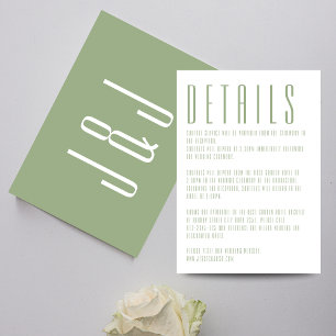 Carte D'accompagnement Moderne contemporain Sage Vert Mariage blanc