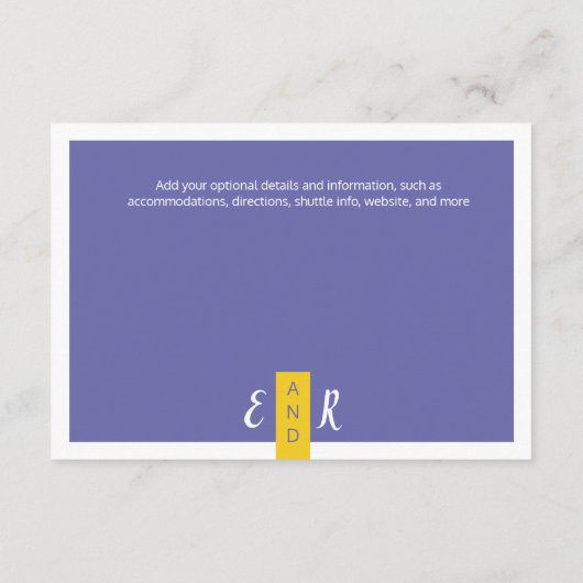 Carte D'accompagnement Moderne Contemporain violet jaune mariage minimal (Dos)