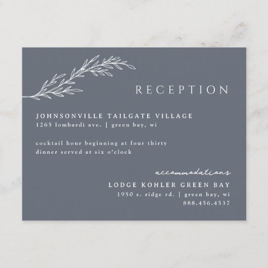 Carte D'accompagnement Moderne contour floral boho en bleu acier profond (Devant)